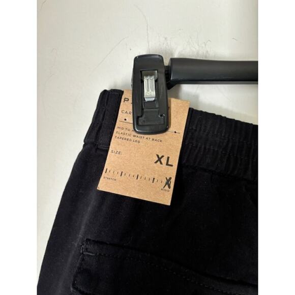 NWT Pacsun Black Pleated Wide Leg Cargo Trousers Pants Cotton Tapered XL - Picture 3 of 6